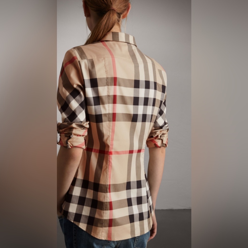 Burberry Women Stretch Cotton Shirt New Classic Check - Picture 3 of 6